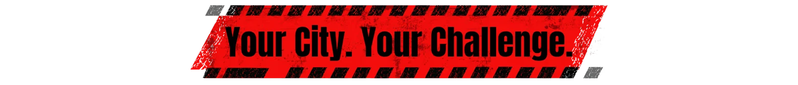 Your City Challenge – Wreckreation 2 Wreckreation 2: Red banner with black hazard stripes and text “Your City. Your Challenge.”.