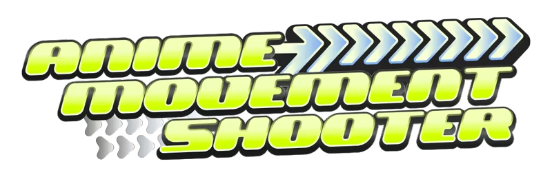 WTF: Bold text "ANIME MOVEMENT SHOOTER" with blue arrows, lime gradient, black outline.
