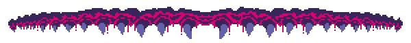 You Shouldn't Be Here: Pixelated purple and pink jagged pattern resembling stalactites.