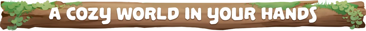 Your Tree: Text "A Cozy World in Your Hands" on a wooden sign with green vines.