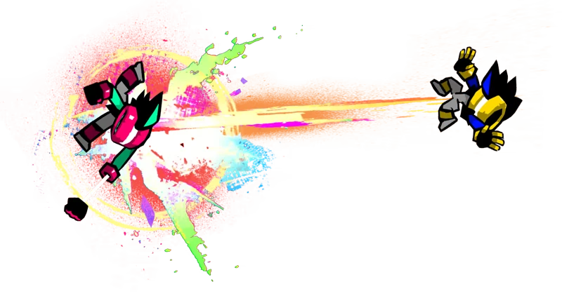 YOYO PUNK: Two colorful characters clash mid-air with vibrant splashes of red, green, and orange.