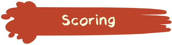 ZOE Begone!: "Scoring" text in cream on a red, paint-like brushstroke background.